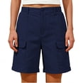 thumbnail image 2 of Livrdious Women's 9" Chino Bermuda Shorts Casual Summer Relaxed Fit Cargo Shorts for Women with Elastic Back Waist, 2 of 7
