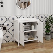 ELECWISH 30 Inches Traditional Bathroom Vanity in White Finish, Single Bathroom Vanity with Top and 2-Door Cabinet
