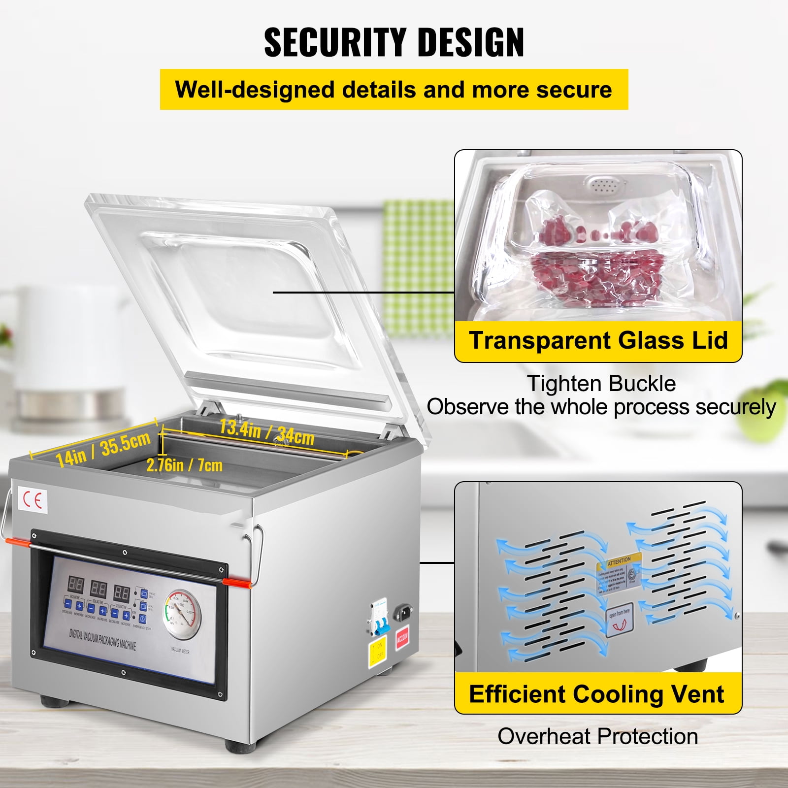 VEVOR Chamber Vacuum Sealer DZ-260C 320mm/12.6inch, Kitchen Food Chamber Vacuum Sealer, 110v Packaging Machine Sealer for Food Saver, Home, Commercial Using