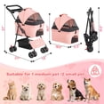 thumbnail image 7 of Zoolike 3 in 1 Pet Stroller for Dogs and Cats,4 Wheel Foldable Stroller with Detachable Carrier&Storage Basket,Pink, 7 of 7