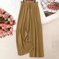 thumbnail image 2 of RYRJJ Wide Leg Palazzo Pants for Women - High Waist Casual Beach Lounge Pants Drawstring Baggy Flowy Trousers with Pockets(Khaki,L), 2 of 5