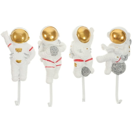 

4 Pcs Towel Rack Car Hanger Easy-to-use Hook Astronaut up Decor Resin Craft Key Chain White Child