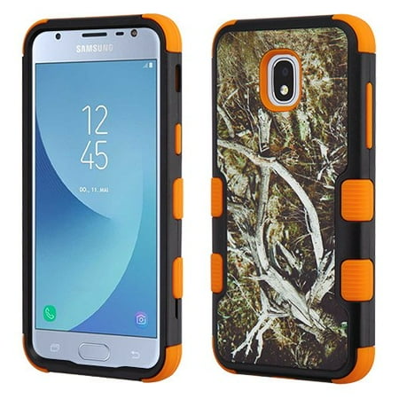 - Samsung Galaxy J3 2018, J337, J3 V, J3 3rd Gen, J3 Star, J3 Achieve, Express Prime 3 Phone Case Tuff Hybrid Shockproof Rubber Dual Layer Soft Protective Hard Case Cover Textured Vine Orange Phone Case