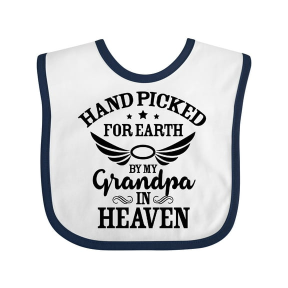 Inktastic Handpicked for Earth by My Grandpa in Heaven Angel Wings Boys or Girls Baby Bib