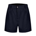 thumbnail image 4 of XIAONU Pleated Front Denim Shorts For Women Relaxed Fit High Waisted Mid Thigh Linen Short Lightweight Casual Summer Shorts, 4 of 4
