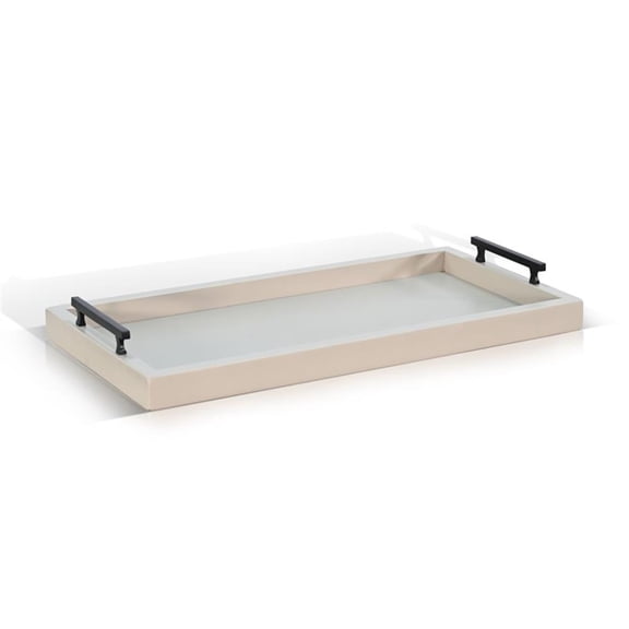 Pemberly Row Farmhouse Rectangular Tessa Wood Dining Table Tray