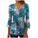 thumbnail image 1 of Camisetas de Cuello en V Mujeres, Impreso 3/4 Manga Blusa Casual Hecha de Cómodo Estante de Imitación para Toda la Temporada de Uso Diario, Camisetas Casuales de Mujer, 1 of 5