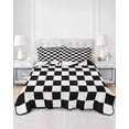 thumbnail image 3 of Simple Black White Checkered Full Size Down Alternative Comforter, Lightweight Comforter Quilt Bedding Set with Pillow Shams Lattice Buffalo Plaid All Seasons Bed Comforter Duvet Insert 78"x90", 3 of 7