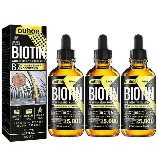 3x Biotin Hair Growth Oil Vitamin B7 Hair Essential Oil Treatment Preventing Loss Restorer Essential Oil 30ml