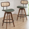 thumbnail image 5 of FOWEOAIU Bar Stools with Cane Back Leather Upholstered Swivel  26" Counter Stool for Bar Kitchen Island Bistro , Green (Set Of 2), 5 of 7