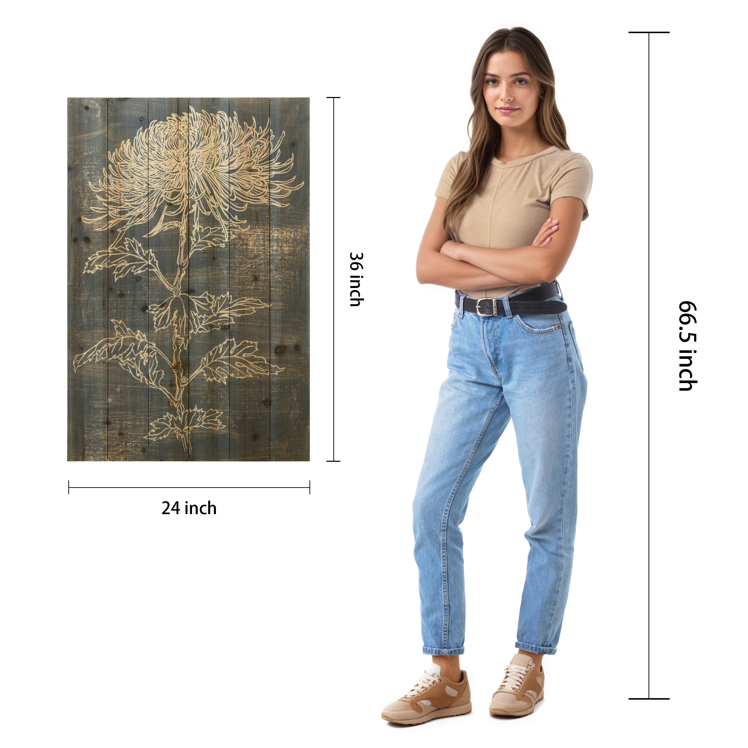 Empire Art Direct "Indigo Dance" Arte de Legno Digital Print on Solid Wood Wall Art - Grey Rustic