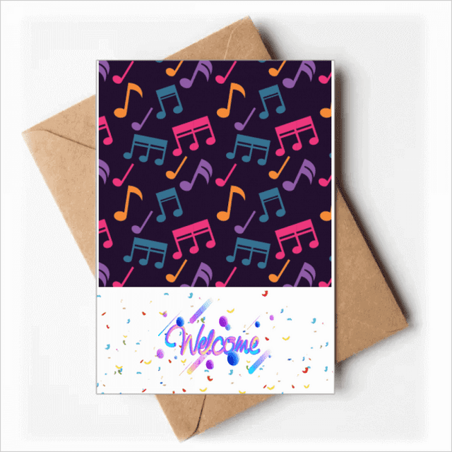 Notes de Musique Colorées Noir Bienvenue Retour Cartes de Vœux Enveloppes Vierges
