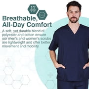 M&M SCRUBS Solid Men Scrub Set, Men Medical Uniforms 201- (DARK NAVY BLUE)