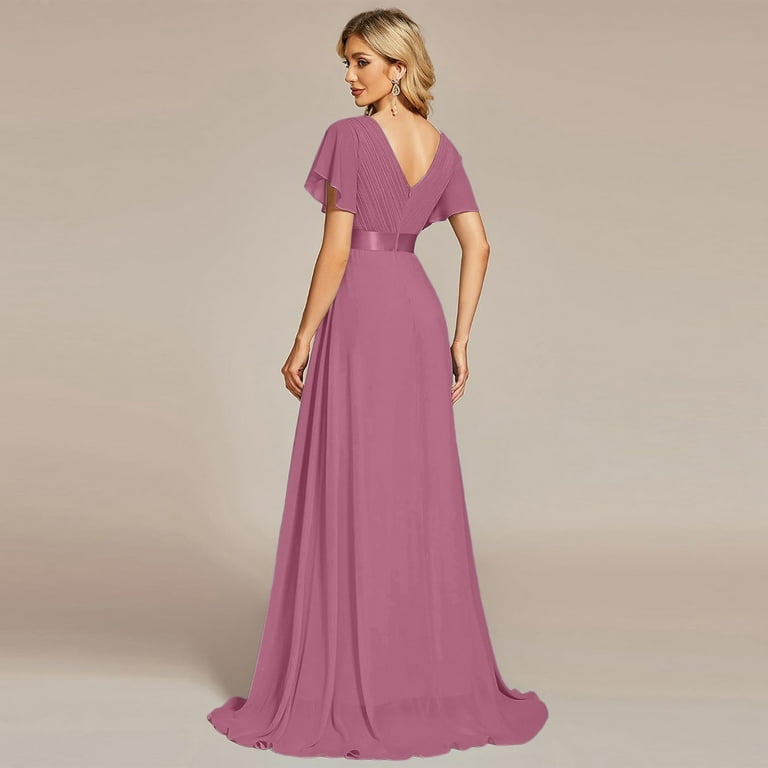 white christmas dresses CD 0192 Size 8, 14 Long A Line Chiffon Long Sleeve Mother of Dress Wedding Guest Gown 14 / Blush main image 0