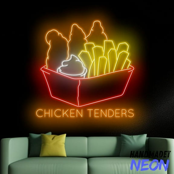 Handmadetneonsign Chicken Tenders Neon Sign, French Fried Led Light, Fast Food Neon Light Decor 94887