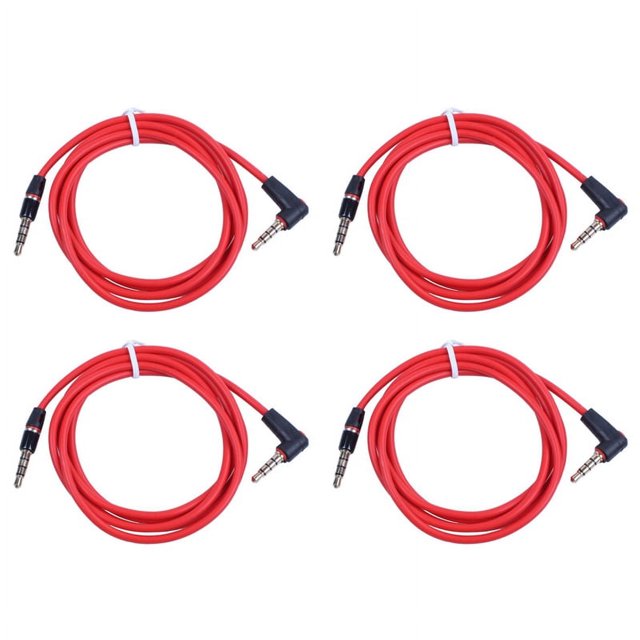 Cable de audio auxiliar para coche, 4 unidades, 3,5 mm, 1/8 de pulgada, macho a macho, 4 polos, para grabar auriculares, color rojo