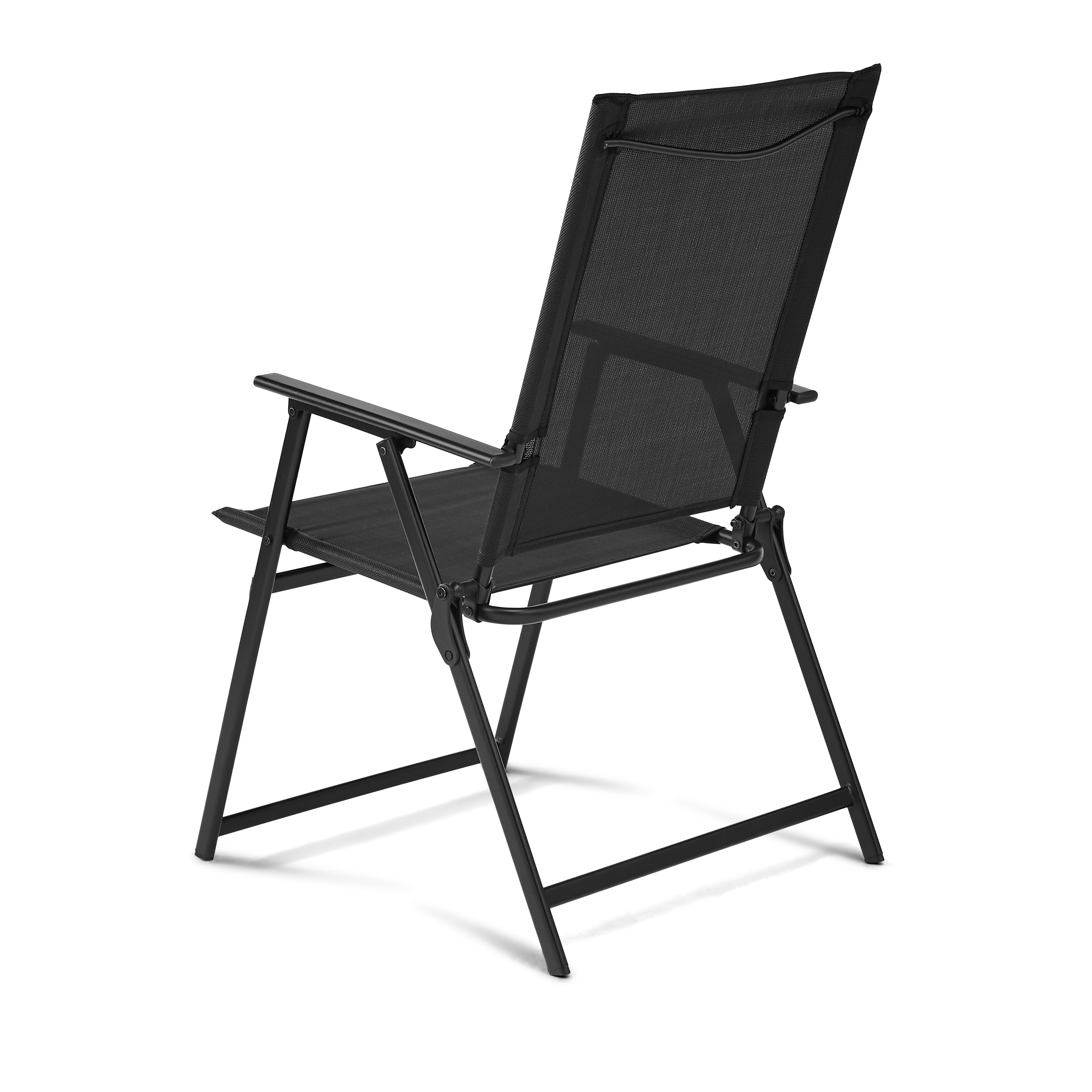Mainstays Greyson Steel and Sling Folding Outdoor Patio Armchair - Set of 2, Black - image 4 of 8