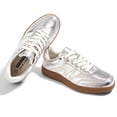 thumbnail image 4 of LUCKY STEP Womens Classic Retro Gum Sole Fashion Sneakers Genuine Leather Anti Slip Casual Shoes,Silver, 4 of 6