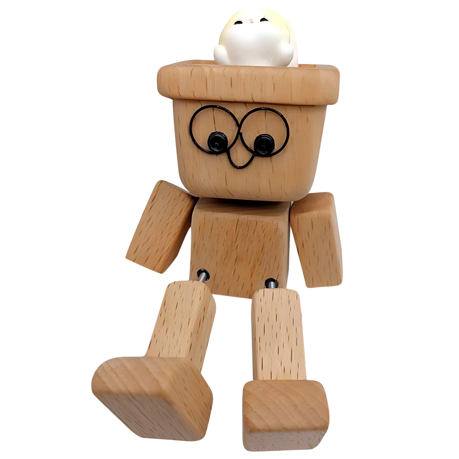 Figurine En Bois Tremblante Magnétique Pour Tableau De Bord De Voiture - Décoration Amusante Pour Voiture, Bureau Ou Maison