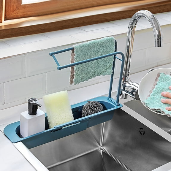 DreamyJuly Household Faucet Clip Rack, Kitchen Sink Soap Storage Box and Rag Holder - Bathroom Organizer for Sponges and Brushes