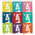 thumbnail image 3 of Boston Terrier Shower Curtain, Colorful Pop Art Inspired Composition of Dog Portraits House Pet Pattern, Fabric Bathroom Set with Hooks, 69W X 84L Inches Extra Long, Multicolor, by Ambesonne, 3 of 3