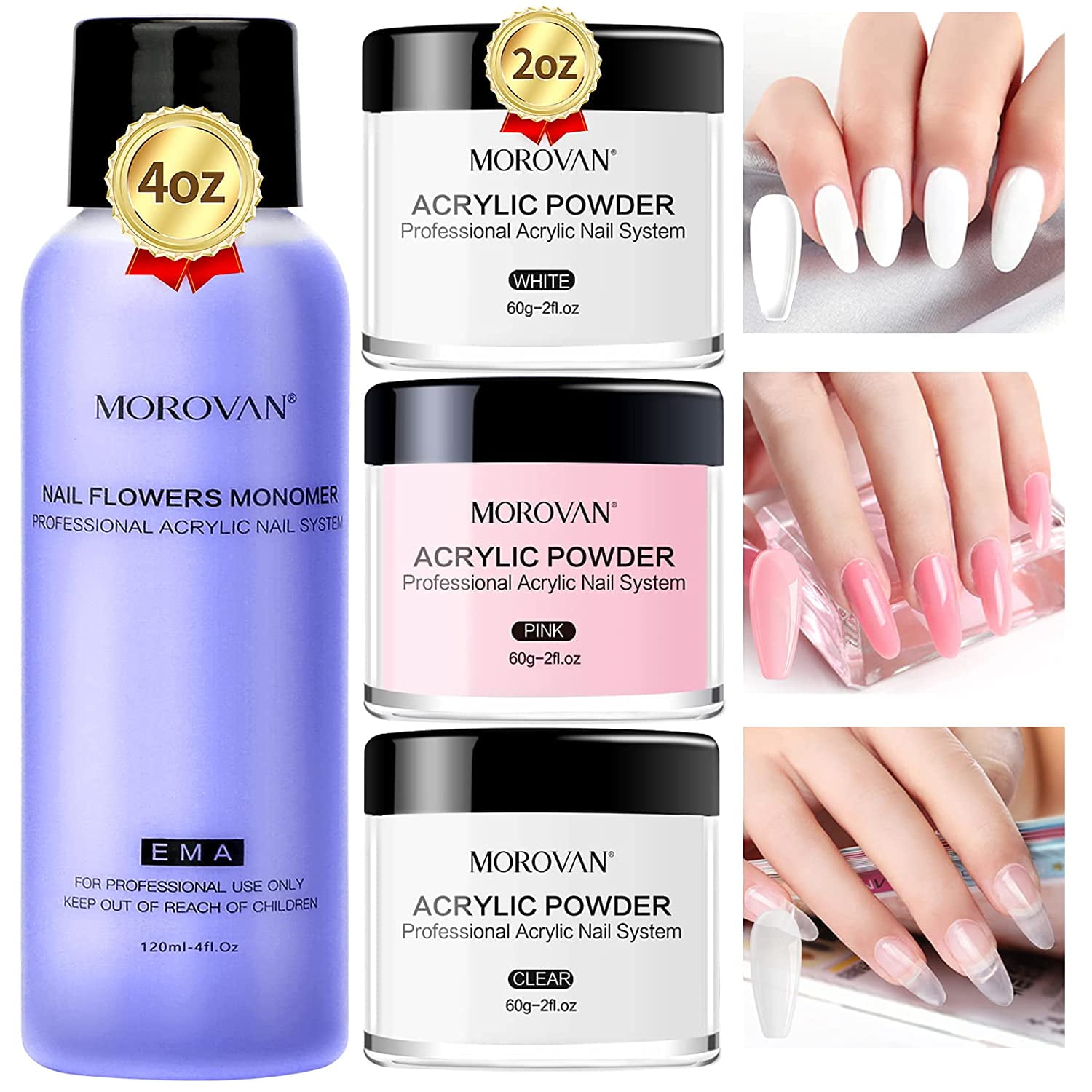 Morovan Acrylic Nail Kit Acrylic Powder Monomer Liquid Set 4oz Pink White  Clear Colors - Walmart.com
