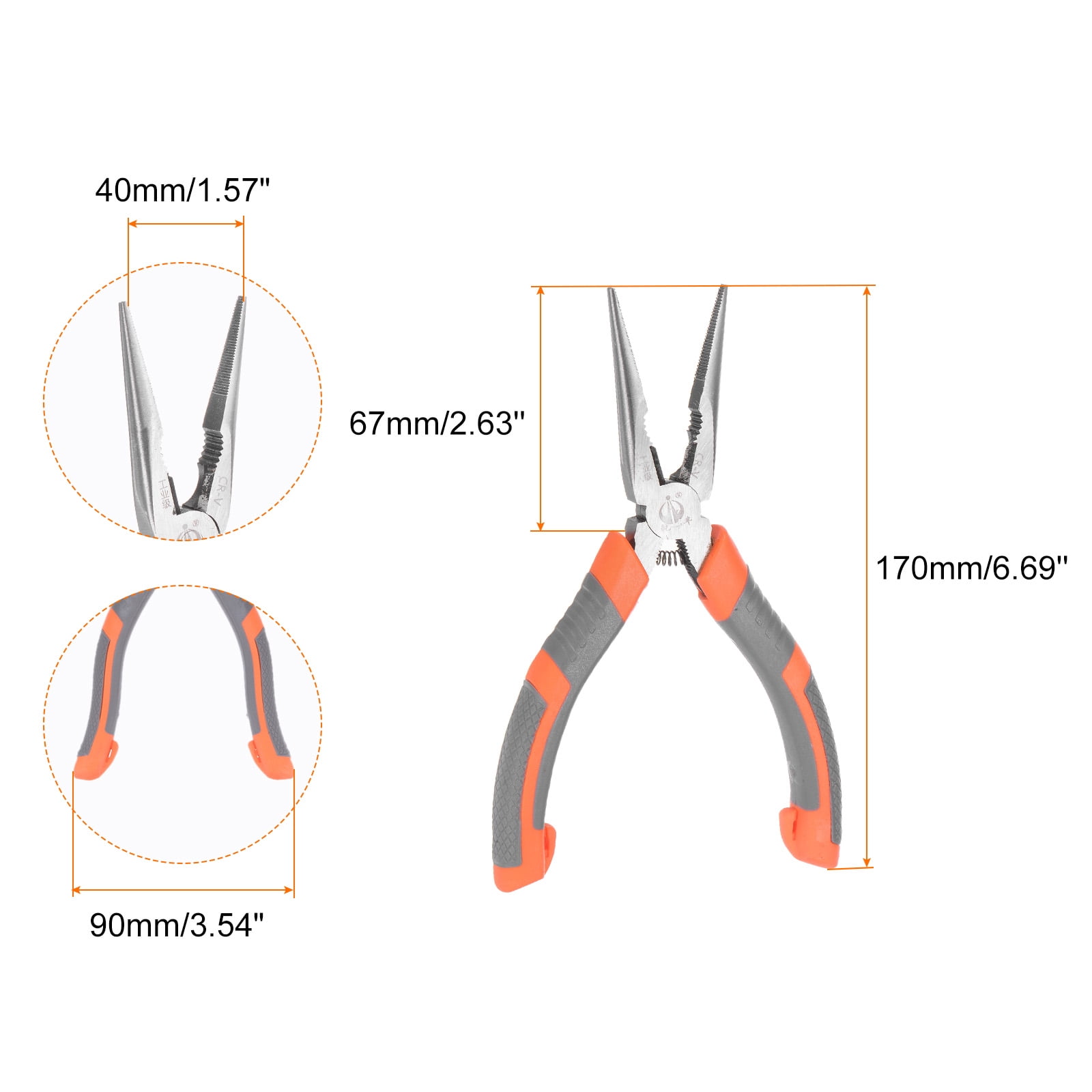 Long Nose Pliers Set 8"/6" Needle Nose Pliers with Wire Cutters Comfort Grip for Cutting Wire
