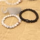 thumbnail image 3 of Pulsera de pareja, Corona de Rey y Reina en blanco y negro, pulsera de 8mm, 3 of 5