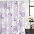thumbnail image 2 of Purple White Floral Shower Curtain, Waterproof Shower Curtains for Bathroom, Spring Botanical Leaves Farmhouse Washable Fabric Bathtub Curtain Set Bath Decor with 12 Hooks 48"x72", 2 of 8