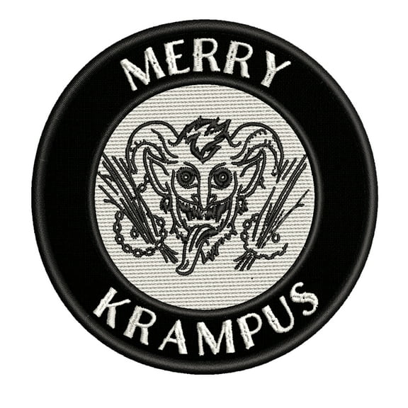 Merry Krampus Embroidered DIY Iron on or Sew-on Decorative Patch Badge Emblem Appliques Holiday Stocking Christmas Series