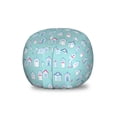thumbnail image 1 of Beach Storage Toy Bag Chair, Sea Ocean Related Little Hand Drawn Huts Cabins on Aqua Colored Tone Backdrop, Stuffed Animal Organizer Washable Bag, Large Size, Seafoam Multicolor, by Ambesonne, 1 of 3