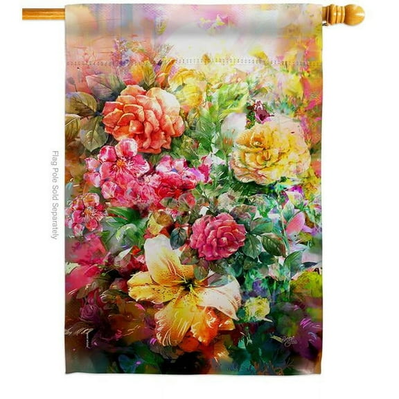 Breeze Decor H104124-BO Garden Arrangement Summertime Tropical 28 x 40 in. Double-Sided Decorative Vertical House Flags for Decoration Banner Yard Gift