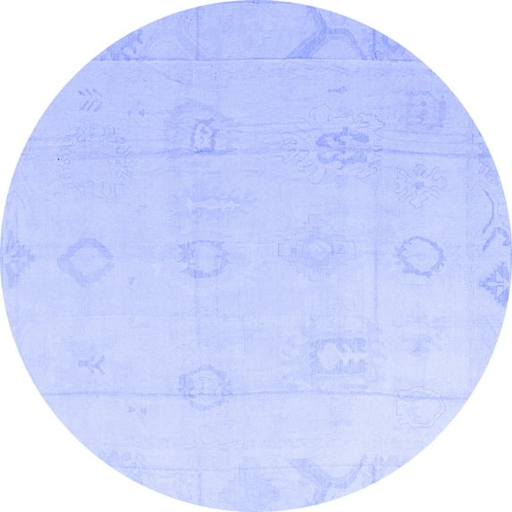 Ahgly Company Machine Washable Indoor Round Oriental Blue Traditional Area Rugs, 4' Round