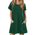 thumbnail image 2 of QLEICOM Women's Summer Casual Tshirt Dresses O Neck Short Sleeve Loose Dress Sundress with Pockets Green A XL, US Size: 10, 2 of 6