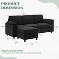 thumbnail image 3 of Sobaniilo 79.1" Sectional Sofa with Movable Storage Ottoman, L-Shaped Convertible Sofa Couch for Small Living Room, Black, 3 of 9
