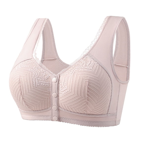 XuJwPNcy Front Closure Breathable Bra for Women Solid Lace Trim Comfort Bra Wireless Push up Bralettes