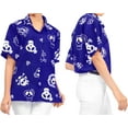 thumbnail image 2 of HAPPY BAY Women's Beach Costumes Blouse Shirt Cute Hawaiian Skull Print Tops Short Sleeve Button Down Holiday Party Shirts for Women XL Cartoon Royal Blue, 2 of 4