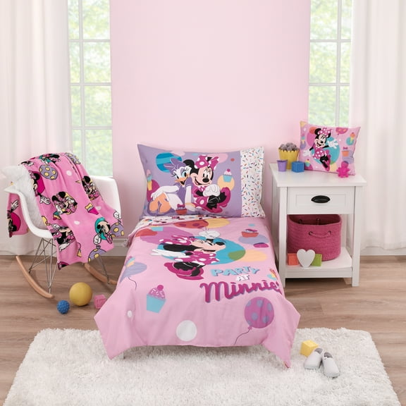 Disney Minnie Mouse Let's Party 4 Piece Toddler Bed Set