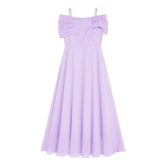 HULIJA Kids Flower Girls Dresses Sleeveless Chiffon Party Maxi Gowns Wedding Bridesmaid Dresses Lavender 14