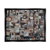 Stupell Contemporary Earth Tones Shapes Collage Abstract Painting Black Floater Framed Art Print Wall Art