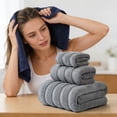 thumbnail image 6 of KOYPTL Soft Linen Luxury 3 Piece Towel Set 1 Bath Towel 1 Hand Towel 1 Washcloth 900 GSM Highly Absorbent & Quick Dry Bath Sheets No Shedding Hotel & Home Spa Towel Sets for Adults Gray, 6 of 7