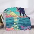 thumbnail image 3 of Fotbe Retro Palm Beach Sunset Manta de Franela con Estampado, Manta Ultrasuave para Cama, Sofá, Auto, Hipoalergénica y Antibolitas-40"x30", 3 of 6