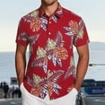 thumbnail image 2 of IWRICH Men's Hawaiian Shirt Short Sleeve Floral Button down Shirts Tropical Summer Beach Shirts Camp Collar Shirt 03-Brick Red XXXL, 2 of 4