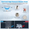 thumbnail image 3 of Hibbent All Metal Rain Shower Head, 10'' High Pressure Rainfall Showerhead with 16" Shower Head Extension Arm, Solid Brass Adjustable Shower Arm Extender, Waterfall Fixed Showerheads, Brushed Nickel, 3 of 7