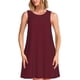 thumbnail image 1 of Easygdp Maroon para Vestido Transpirable de Mujer, Vestido Suelto de Manga Corta con Pliegues y Bolsillos para el Verano, 1 of 7