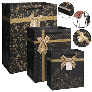 10-pack Black & Gold Gift Bags, Wedding Box, Birthday Box