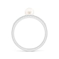 thumbnail image 2 of ANGARA Freshwater Cultured Pearl Dual Shank Ring with Diamonds in 14K White Gold for Women | June Birthstone, Birthday, Anniversary, Jewelry Gift for Women | Pearl Ring, 2 of 8