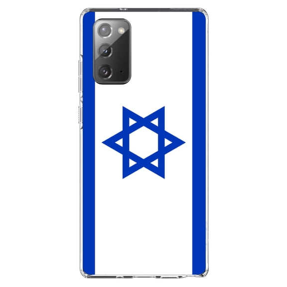 DistinctInk Clear Shockproof Hybrid Case for Samsung Galaxy Note 20 (6.7" Screen) - TPU Bumper, Acrylic Back, Tempered Glass Screen Protector - Israel Israeli Flag - Israel