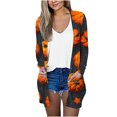 thumbnail image 2 of WFJCJPAF 2024 New Halloween ! Halloween Cardigan Button Front 3X,Fashion Women's Casual Long Sleeve Print Pocket Ladies Tops Blouse Cardigan - Orange L, 2 of 5