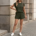 thumbnail image 5 of SUNBS Womens Crew Neck Two Piece short Sets Cap Waffle-Knit Sleeve Drawstring Summer Sweatsuit with Pocket, 5 of 6